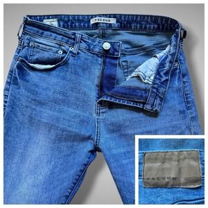 Pacsun Jeans Mens Slim Taper 31x32‎ Light Wash Stretch Blue Denim Skater Casual